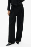 Mango Straight Leg Slouchy Tailored Pants In Black In Black