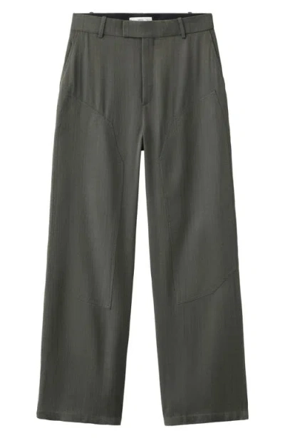 Mango Straight Leg Suit Pants In Green