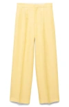 Mango Linen-blend Pleated Trousers Yellow In Yellow