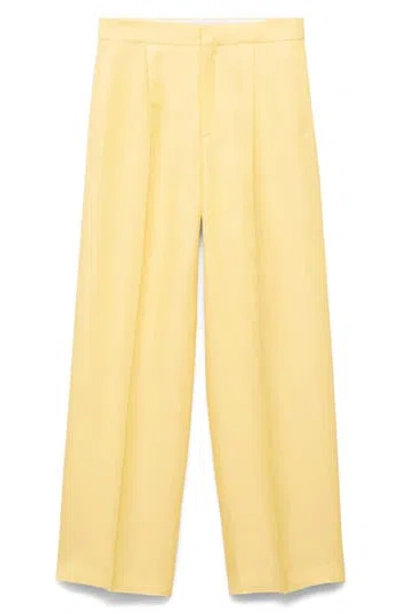 Mango Straight Leg Suit Trousers In Yellow