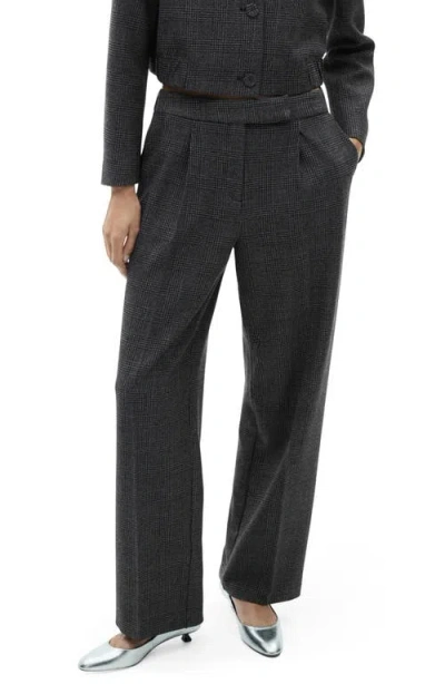 Mango Straight Leg Tweed Pants In Black