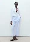 Mango Straight Linen-blend Trousers Sky Blue In Sky Blue
