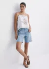 Mango Straight Low-rise Denim Bermuda Shorts In Medium Blue