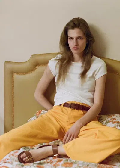 Mango Straight Low-waist Jeans In Orange