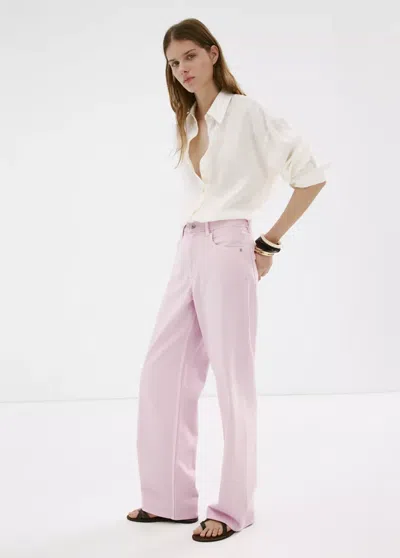 Mango Straight Low-waist Jeans In Pink