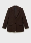 Mango Straight Lyocell Suit Blazer Brown In Brown