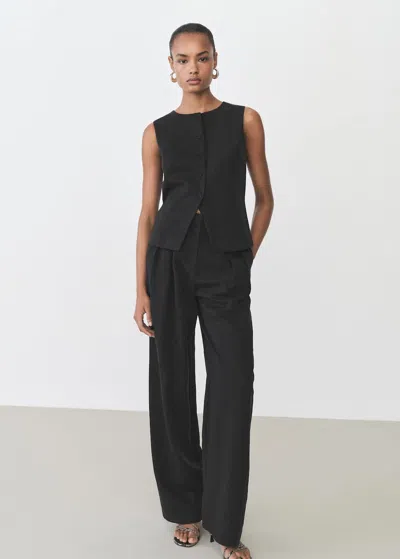 Mango Straight Lyocell Suit Vest Black
