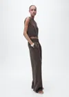 Mango Straight Lyocell Trousers With Pleats Brown In Brown