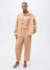 Mango Straight Lyocell Trousers With Pleats Nude In Nude