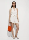 Mango Straight Mid-rise Shorts Ecru