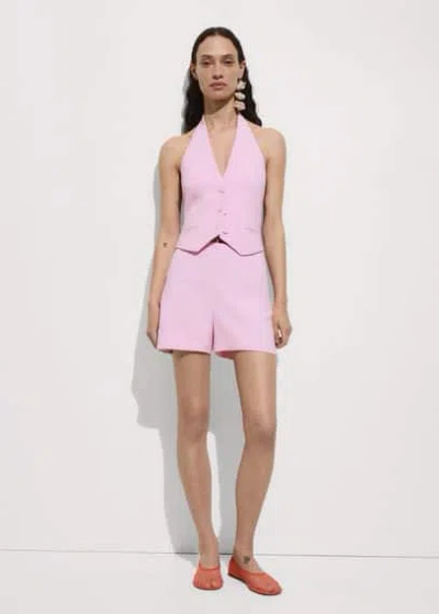 Mango Short Droit Taille Normale In Rose