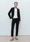 Mango Straight Mid-rise Trousers Black