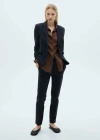 Mango Straight Mid-rise Trousers Dark Navy In Bleu Marine Foncé