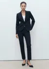Mango Straight Mid-rise Trousers Dark Navy In Blue