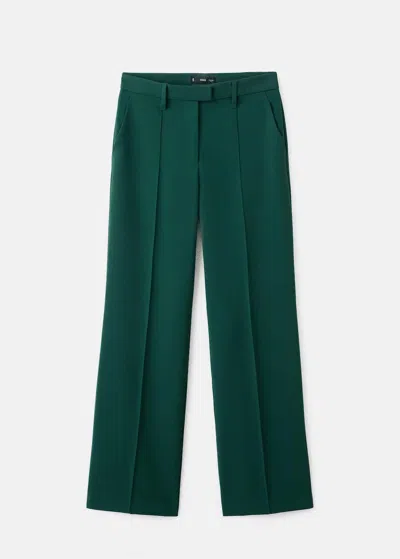Mango Straight Mid-rise Trousers Green