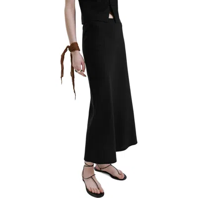 Mango Straight Midi Skirt In Black