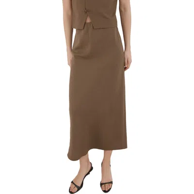 Mango Straight Midi Skirt In Brown
