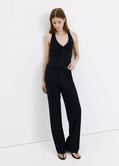 Mango Straight Mid-rise Pants In Black