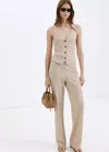 Mango Straight Mid-rise Pants In Multi