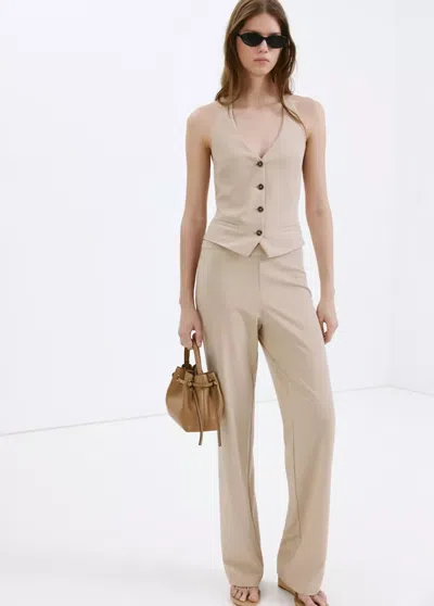 Mango Straight Mid-rise Pants In Multi