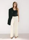 Mango Straight Mid-rise Pants In Ecru