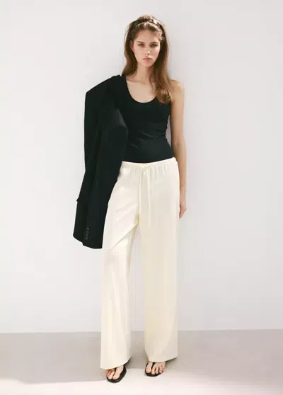 Mango Straight Mid-rise Pants In Black