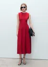 Mango Straight Panel Dress With Darts Maroon In Maroon
