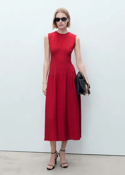 Mango Straight Panel Dress With Darts Maroon