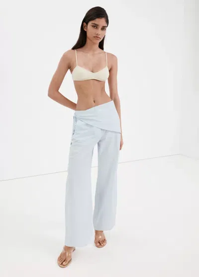 Mango Straight Pants With Removable Scarf In Blue