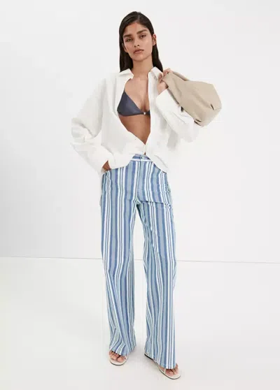 Mango Straight Striped Jeans In Blue