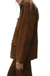 Mango Straight Suede Blazer In Brown