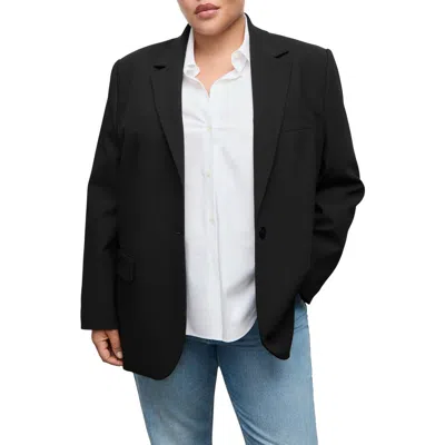 Mango Straight Suit Jacket In Black