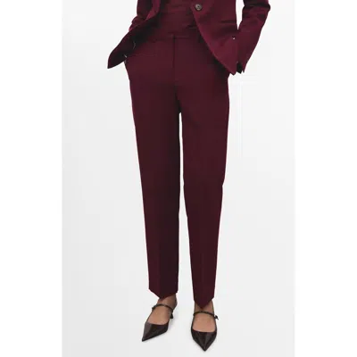 Mango Straight Suit Pants In Burgundy