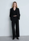 Mango Straight Suit Trousers Black In Black