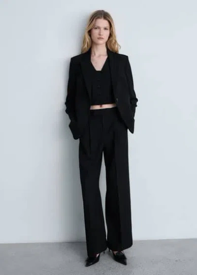 Mango Straight Suit Trousers Black