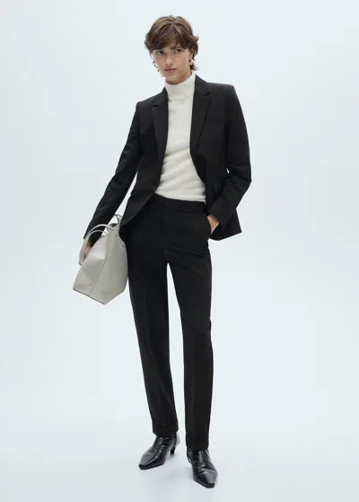 Mango Straight Suit Trousers Black