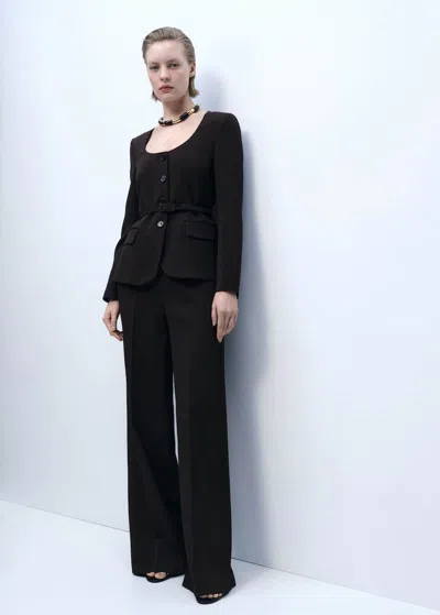 Mango Straight Suit Trousers Chocolate