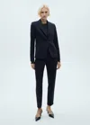 Mango Straight Suit Trousers Dark Navy In Blue
