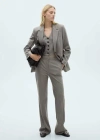 Mango Straight Suit Trousers Grey