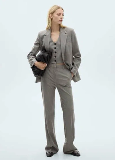 Mango Straight Suit Trousers Grey