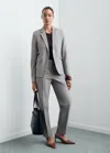 Mango Straight Suit Trousers Grey In Gray