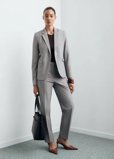 Mango Straight Suit Trousers Grey In Gray