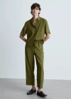 Mango Straight Suit Trousers Khaki In Khaki