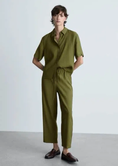 Mango Straight Suit Trousers Khaki
