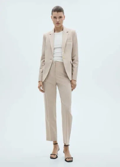 Mango Straight Suit Trousers In Light/pastel Grey
