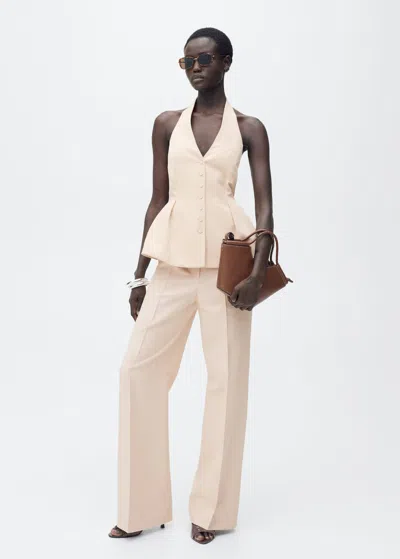 Mango Straight Suit Trousers Nude