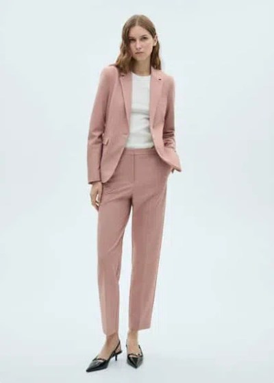 Mango Straight Suit Trousers Pastel Pink