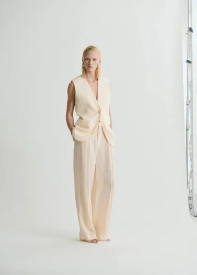 Mango Straight Suit Trousers Vanilla