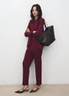 Mango Straight Suit Trousers Wine In Burgundy