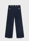 Mango Straight Trousers With Contrasting Button Detail Navy In Navy